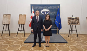 Բաթումում Հայաստանի Հանրապետության գլխավոր հյուպատոս Նարինե Մաթոսյանի հրաժեշտի հանդիպումը Վրաստանի Սահմանադրական դատարանի նախագահ Ռևազ Նադարաիայի հետ։